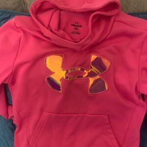 Under Armour girls hot pink hoodie size YM fleece and nylon